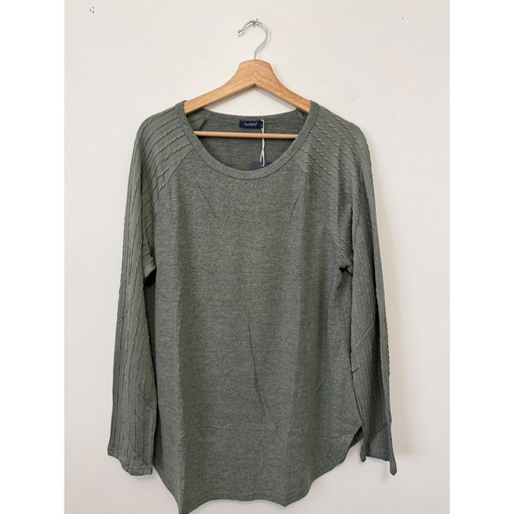 NWT SAMPEEL Women's Crewneck Sweatshirt Tunic – Green – Size XL - Picture 2 of 5